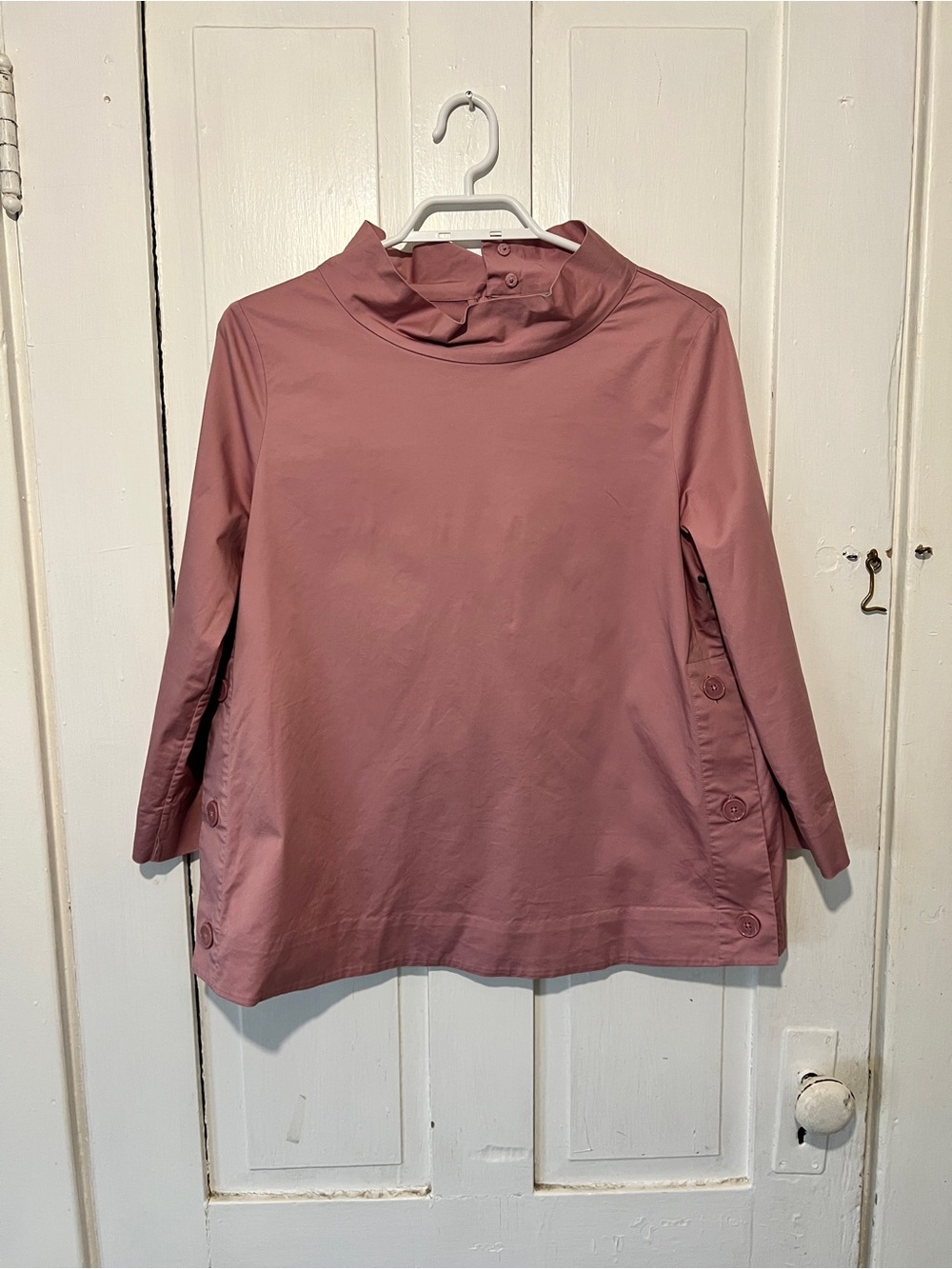 COS Pink Three-Quarter Sleeve Funnel Neck Top